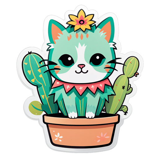 かわいいサボテン猫 sticker