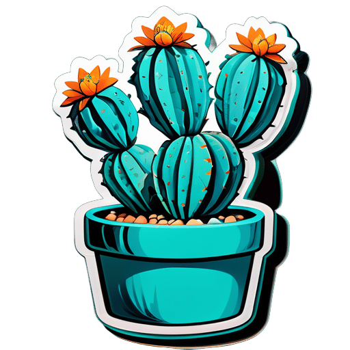 Un très beau cactus turquoise à deux bras, hyper réaliste et sans fleur sticker