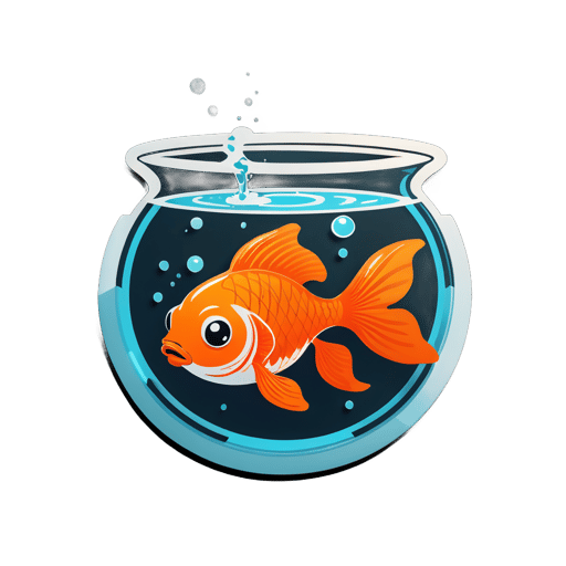 Orange Goldfisch schwimmt in einer Schüssel sticker
