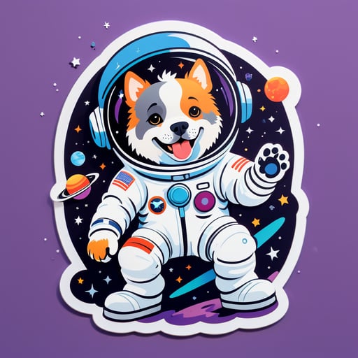 Cão Astronauta Brincalhão sticker