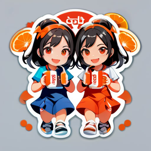 Coca-Cola et Orange sont les surnoms de deux filles, une paire de bonnes amies, avec des significations positives, '可橙' signifiant 'pouvoir réussir'. sticker