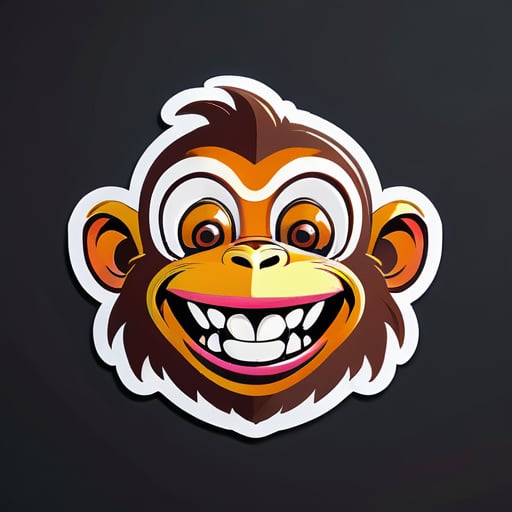 a monkey with a funny smile and some text like LOL sticker