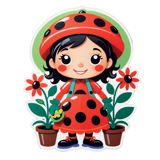 Cheery Ladybug Gardener sticker