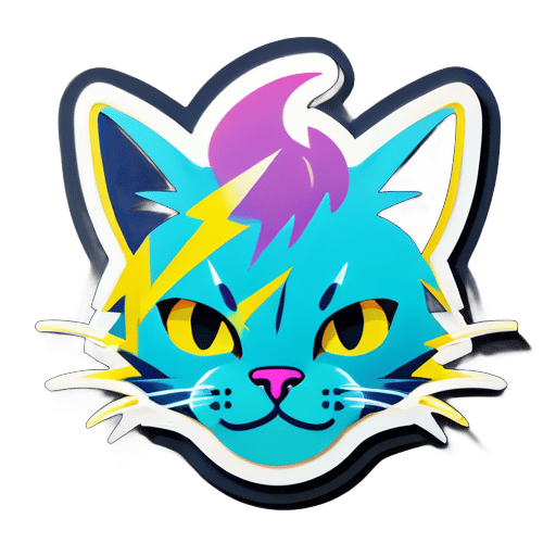 Cat face, lightning sticker