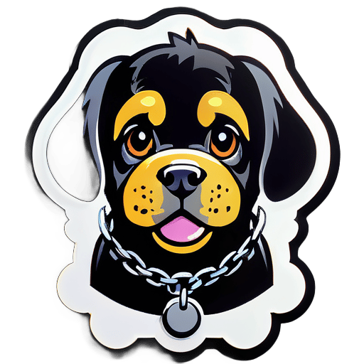 một con chó, với xích chó, màu đen sticker