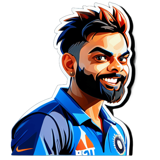 Virat Kohli mit dem Trikot der indischen Nationalmannschaft der Herren-Cricketmannschaft Aufkleber sticker