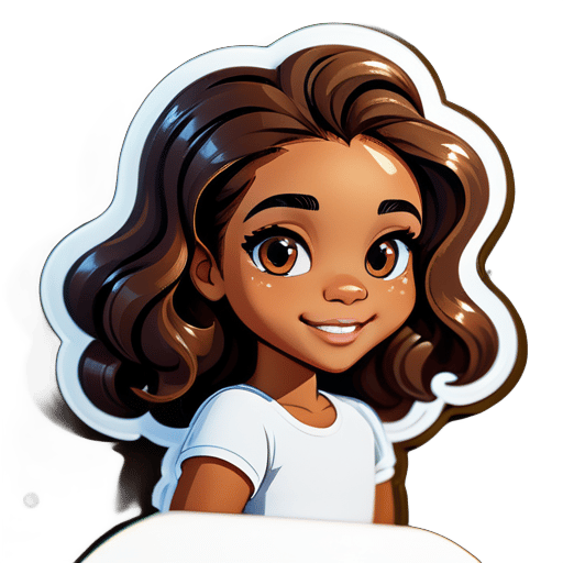 girl with wavy hair and light brown skin sticker