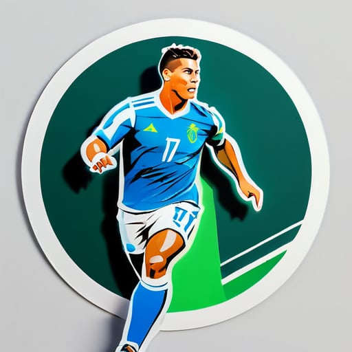  Ronaldo is running with football sticker