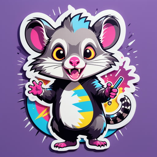 Possum Pop con Escenario Llamativo sticker