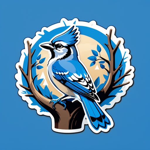 Un nid de geai bleu dans un arbre sticker