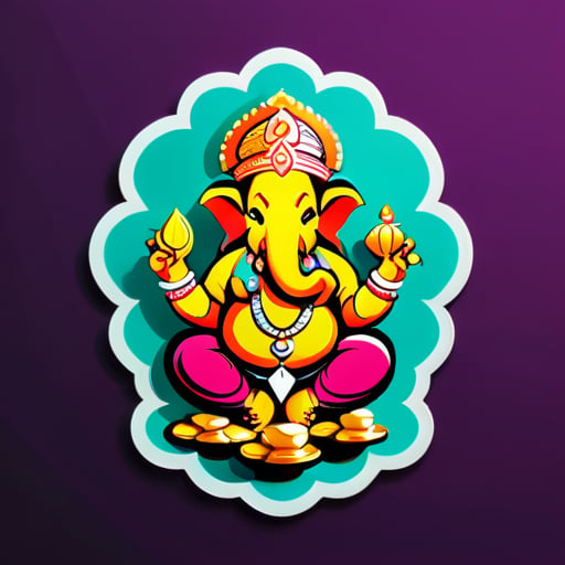 Lord Ganesha con más dinero sticker