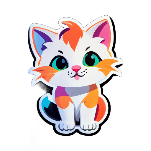 Colorful, kitten sticker