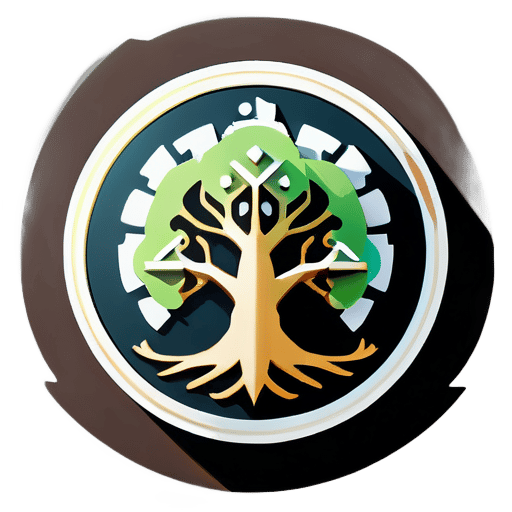 I need a logo that has a compass and inside the compass is a tree with symbols of science, technology, engineering, and math sticker