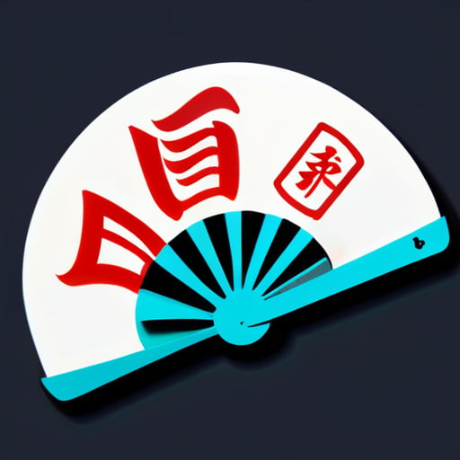 중국의 강남 지역에서 만든 접힌 종이 부채 한 장, 부채의 부분에는 붓으로 '린청롱'이라는 세 글자가 쓰여 있으며, 글씨체는 행서 스타일입니다. sticker