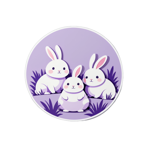 Rotund Lavender Rabbits sticker