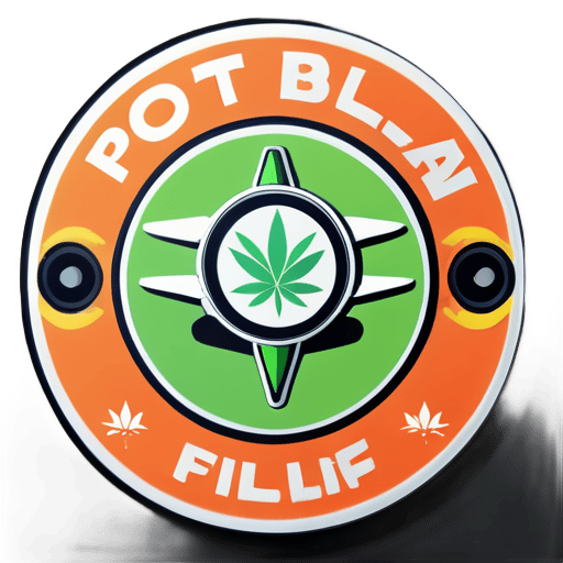 
a logo with an FPV pilot, below written pipe with a marijuana leaf in place of the i dot sticker