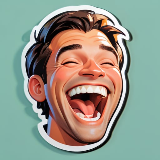 a men laughing sticker