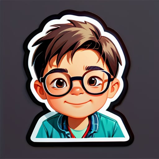 An ordinary boy wearing glasses sticker
