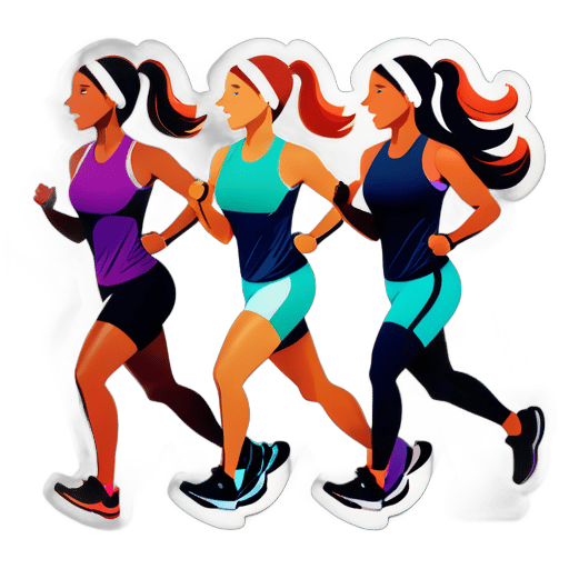 group of women  jogging sticker
