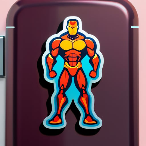 man with iron body sticker