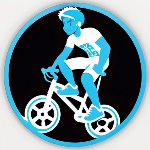 生成一个喜欢骑自行车的健身男孩的贴纸 sticker