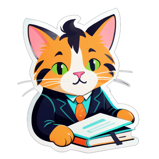 a cat that can't handle doing all the boring assignments from college anymore sticker