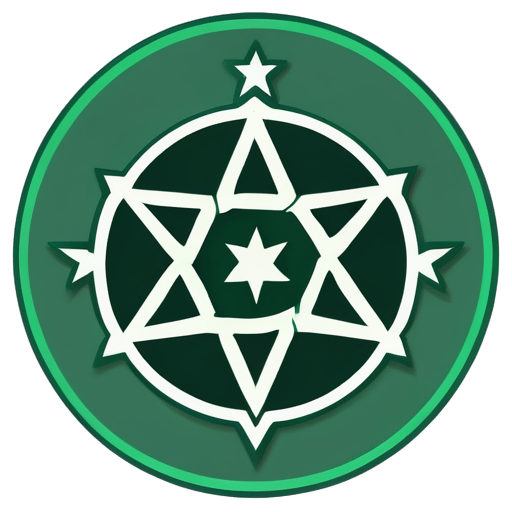 selo mágico, hexagrama unicursal de Aleister Crowley, hexagrama unicursal entrelaçado, feitiço, sagrado, secreto, verde, não é um hexagrama, não é uma estrela, o selo de orichalcos sticker