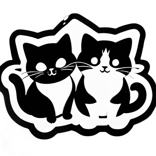 흑백, 스티커, 고양이 sticker