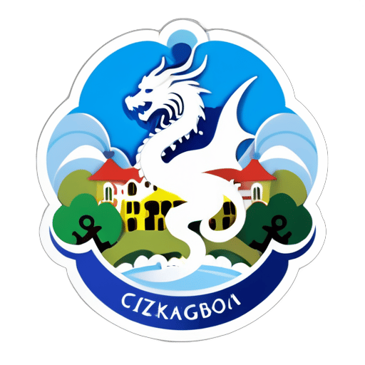 croatia zagreb mirogoj com dragão branco sobre ele sticker