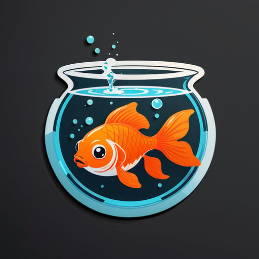 Orange Goldfisch schwimmt in einer Schüssel sticker