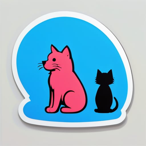 Cat with dog sticker