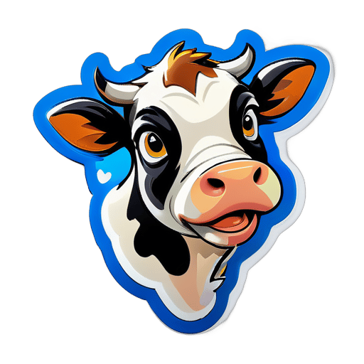 a cow try to fly sticker