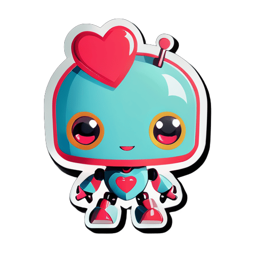 A cute robot with heart eyes sticker