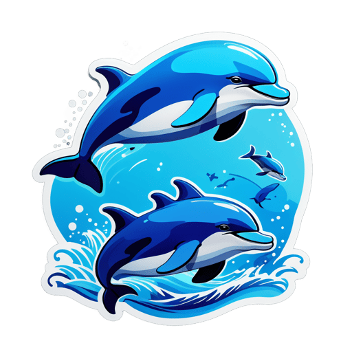 Pummelige Himmelblaue Delfine sticker