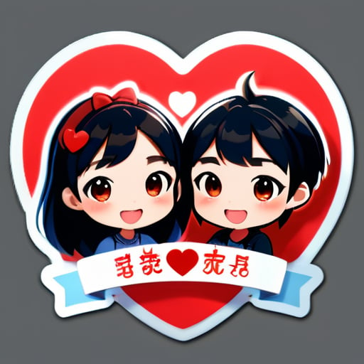 Quiero personalizar una pegatina especial con los nombres de mi novia y yo: Zeze y Jingjing. Creo que la forma de corazón puede expresar mejor nuestro amor. ¿Puedes ayudarme a crear una pegatina en forma de corazón? ¡Gracias! sticker