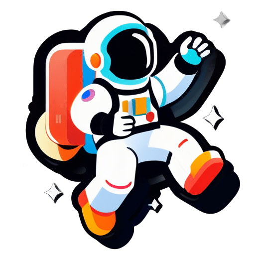 astronaut on Nintendo style，symbols of shapes sticker