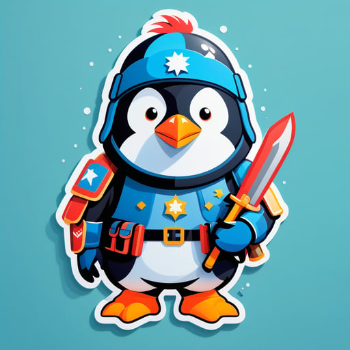 Brave Penguin Soldier sticker
