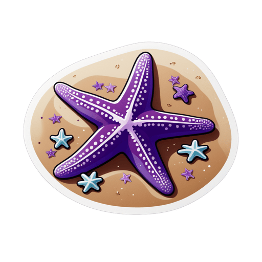 Estrella de mar morada descansando en la arena sticker