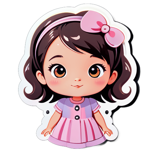 Cute little girl sticker