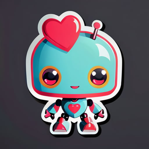 一個帶著愛心眼睛的可愛機器人 sticker