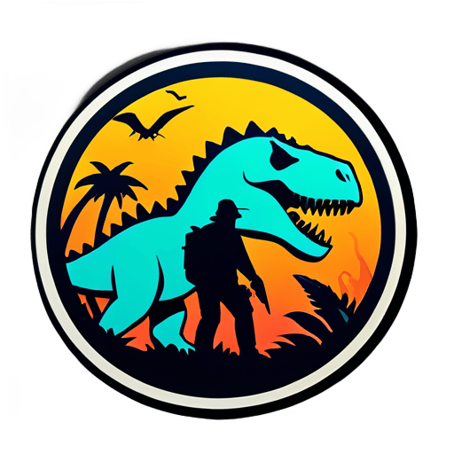 Adesivo de sobrevivência do Ark com um último sobrevivente e dinossauro sticker
