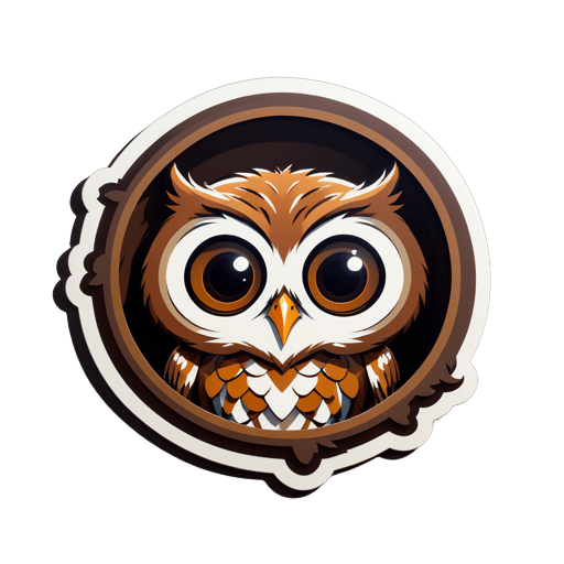 Brown Owl Peering from a Hollow sticker
