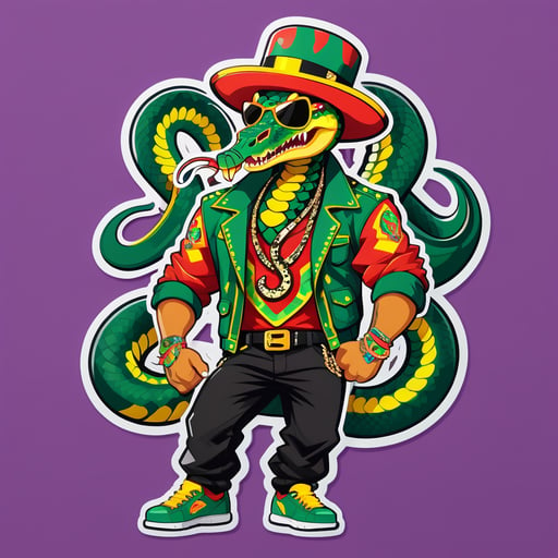 Reggaeton Rattlesnake with Flashy Outfit sticker