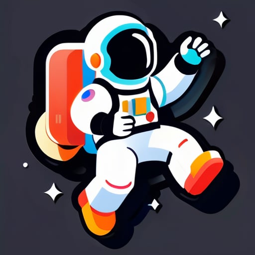 astronaute sur le style Nintendo, symboles de formes sticker
