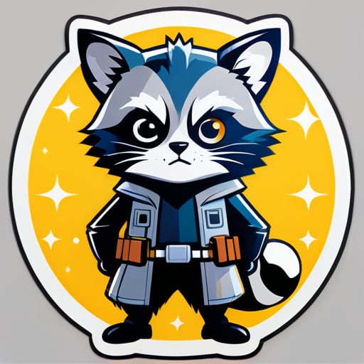 Generiere ein Foto einer Tanuki-Katze im Stil des Piratenkönigs mit einem Hintergrund aus Star Wars sticker