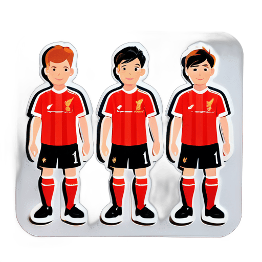 3 người đàn ông mặc bộ đồ bóng đá của Liverpool sticker
