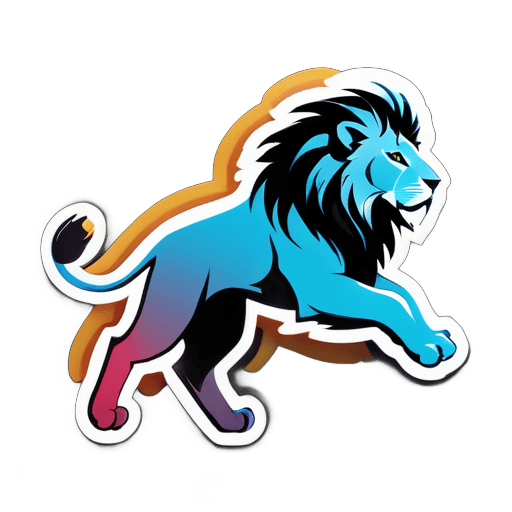 a lion flying on the sky sticker