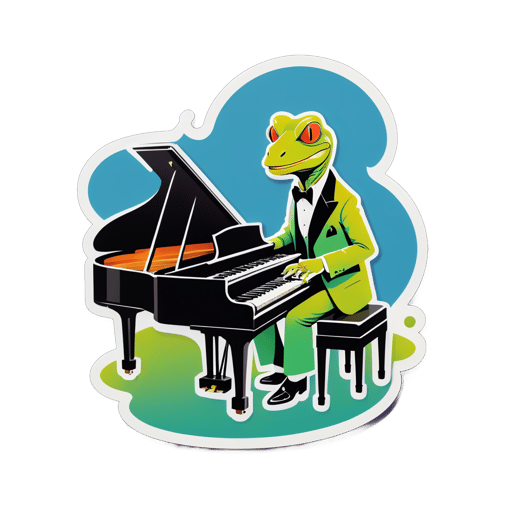 带钢琴的休闲蜥蜴 sticker