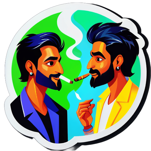 Sahil atri と mayur patil が喫煙している sticker
