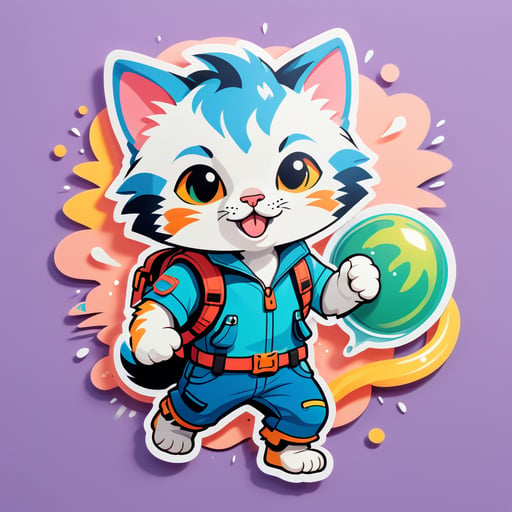 遊び心溢れる子猫冒険者 sticker